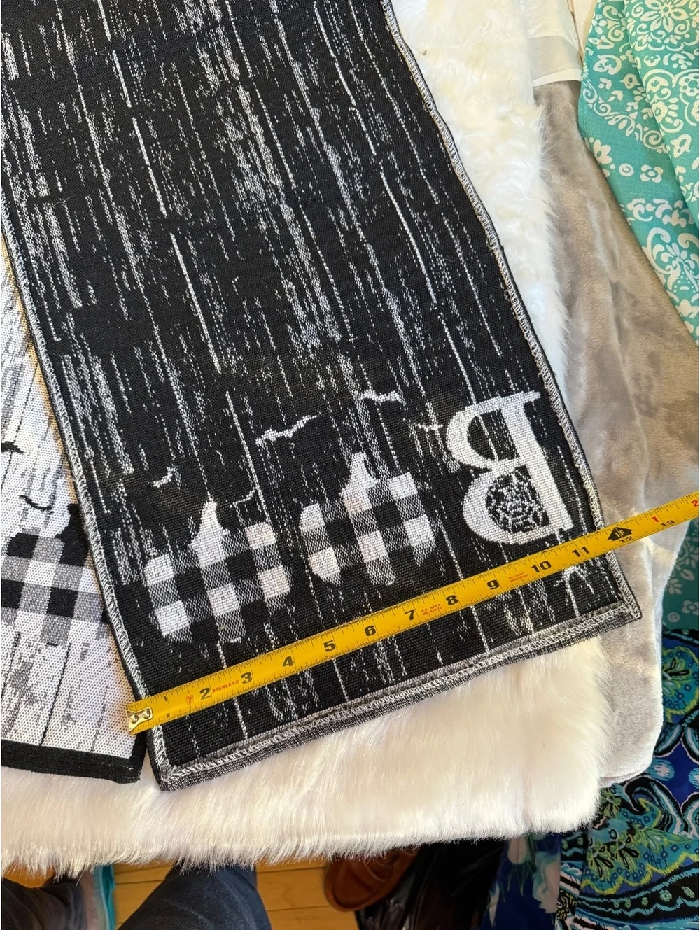 Halloween Theme Table Runner with Pumpkins and Skeleton Cups